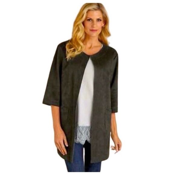 Soft Surroundings Faux Suede Open Front Jacket - Picture 1 of 10